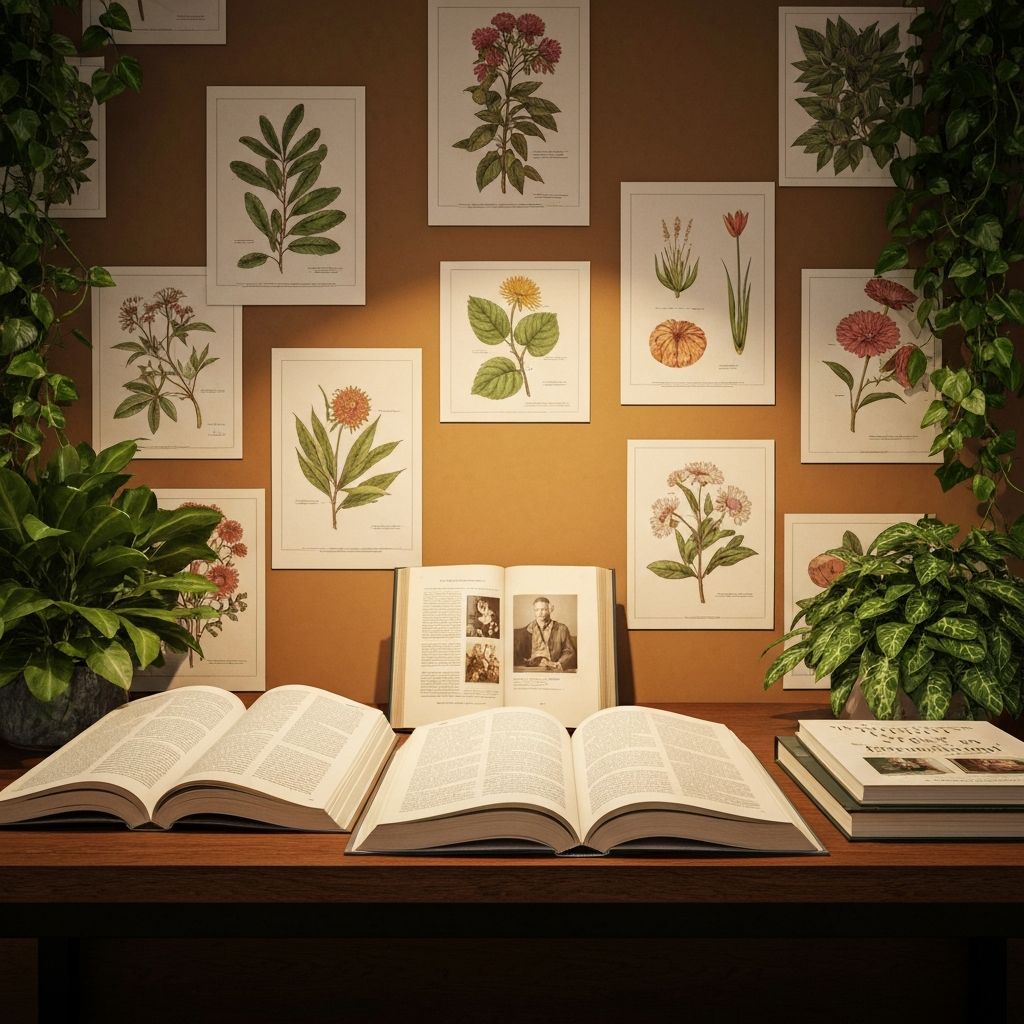Knowledge hub concept with botanical learning materials
